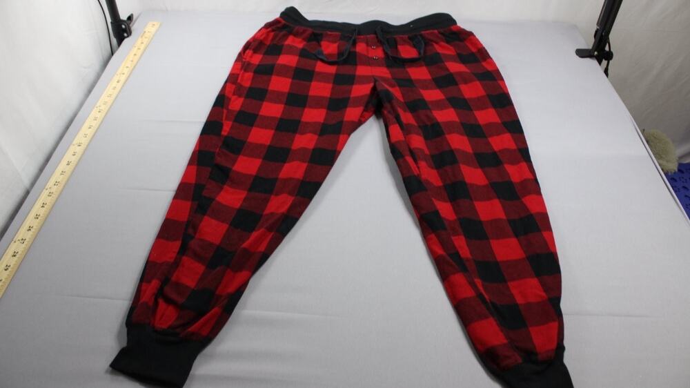 Stars Above Womens Pajama Jogger Pants Perfecty Cozy Flannel L Red Plaid Cuffed